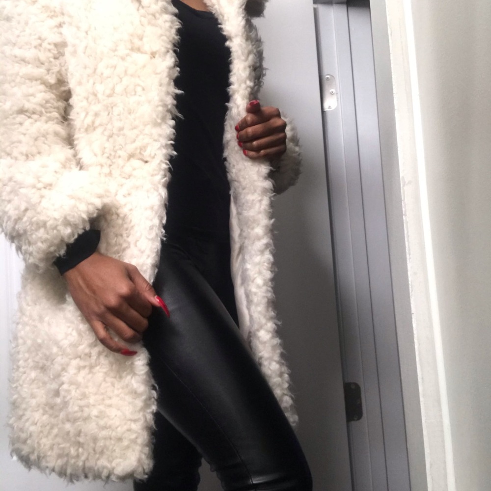 Top Shop White Fur Coat